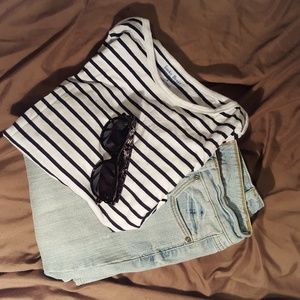 Lucky Brand 3/4 Sleeve Stripped Tee